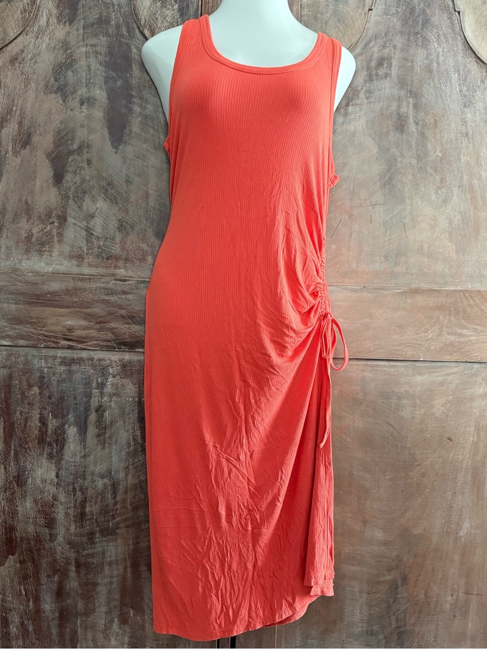 Maurices Coral Side-Ruched Midi Tank Dress
